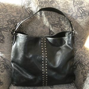 Michael Kors Black Studded Leather Hobo Bag